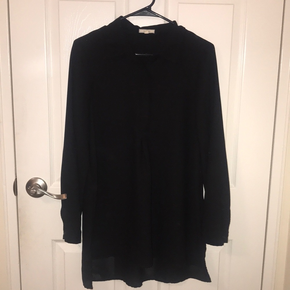 Long Sleeved Black Collard Shirt